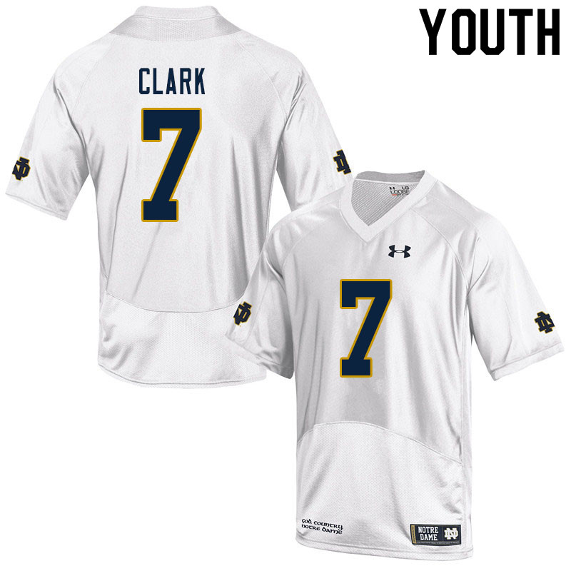 Youth #7 Brendon Clark Notre Dame Fighting Irish College Football Jerseys Sale-White - Click Image to Close